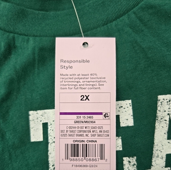 Wild Fable "Go Team" Women's Short Sleeve Graphic T-Shirt . Green. Size 2X. New. - Picture 9 of 9